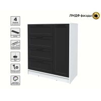 Тумба Тренд КТ-Т90 (Белый платинум ЛДСП/ Черный ЛМДФ) Ш900 В1020 Г451